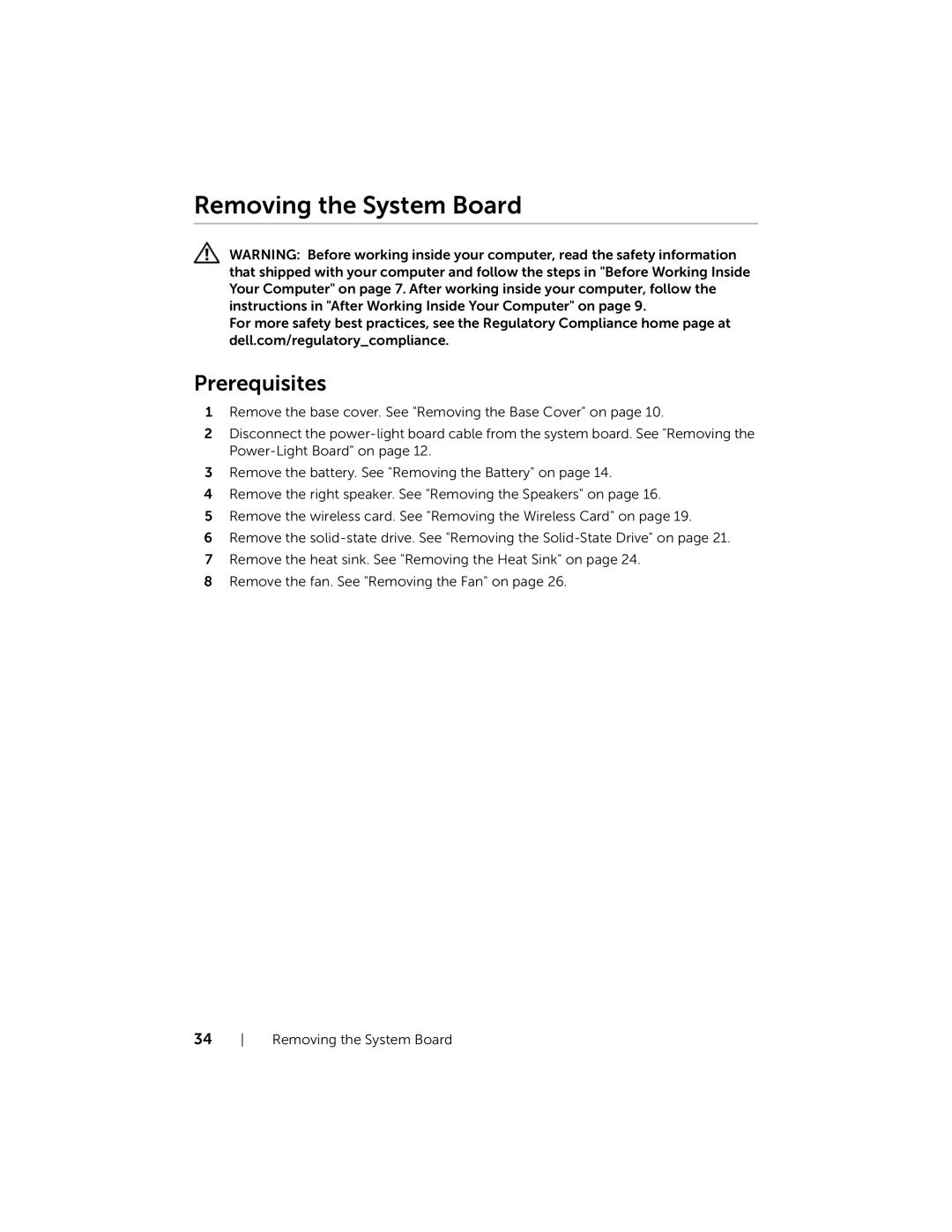 Dell XPS13-4040SLV owner manual Removing the System Board 