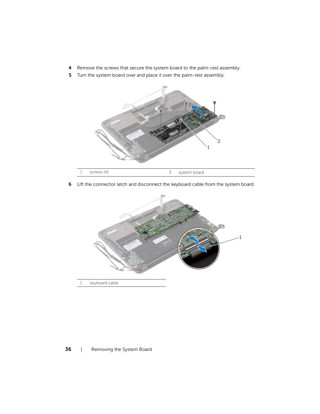 Dell XPS13-4040SLV owner manual Screws System board 