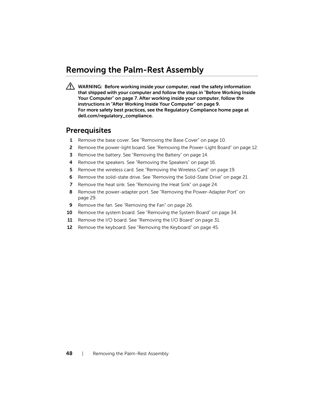 Dell XPS13-4040SLV owner manual Removing the Palm-Rest Assembly 