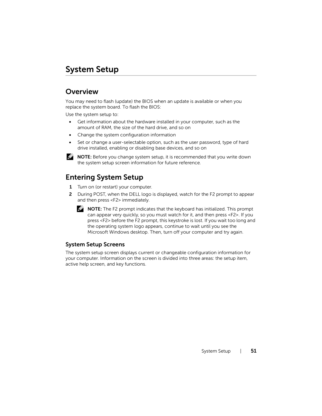 Dell XPS13-4040SLV owner manual System Setup, Overview 