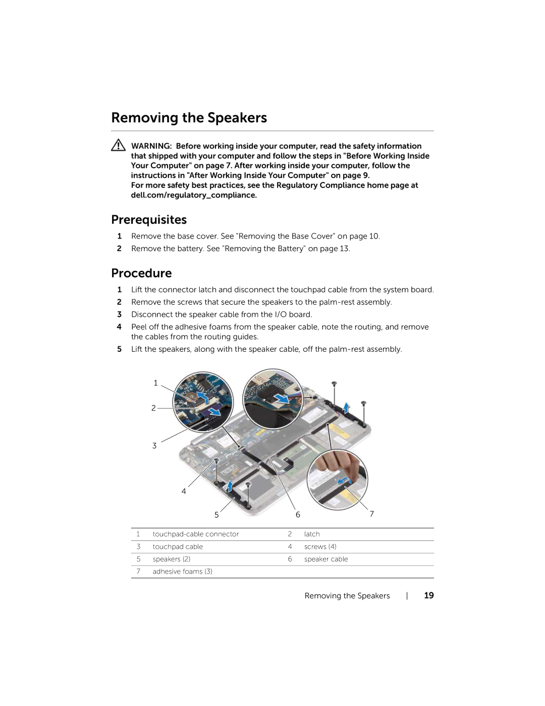 Dell XPSU125327CR manual Removing the Speakers 