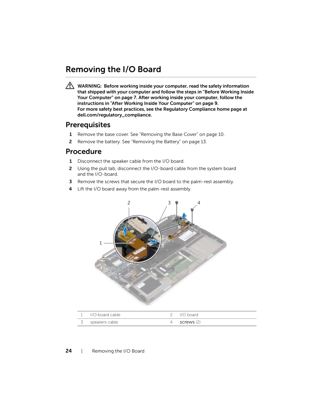 Dell XPSU125327CR manual Removing the I/O Board 