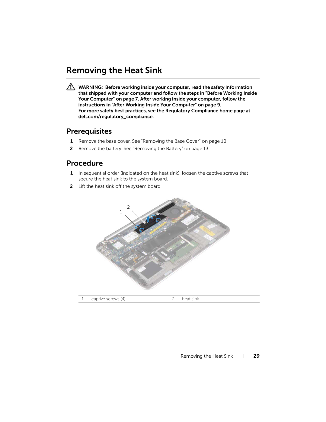 Dell XPSU125327CR manual Removing the Heat Sink 