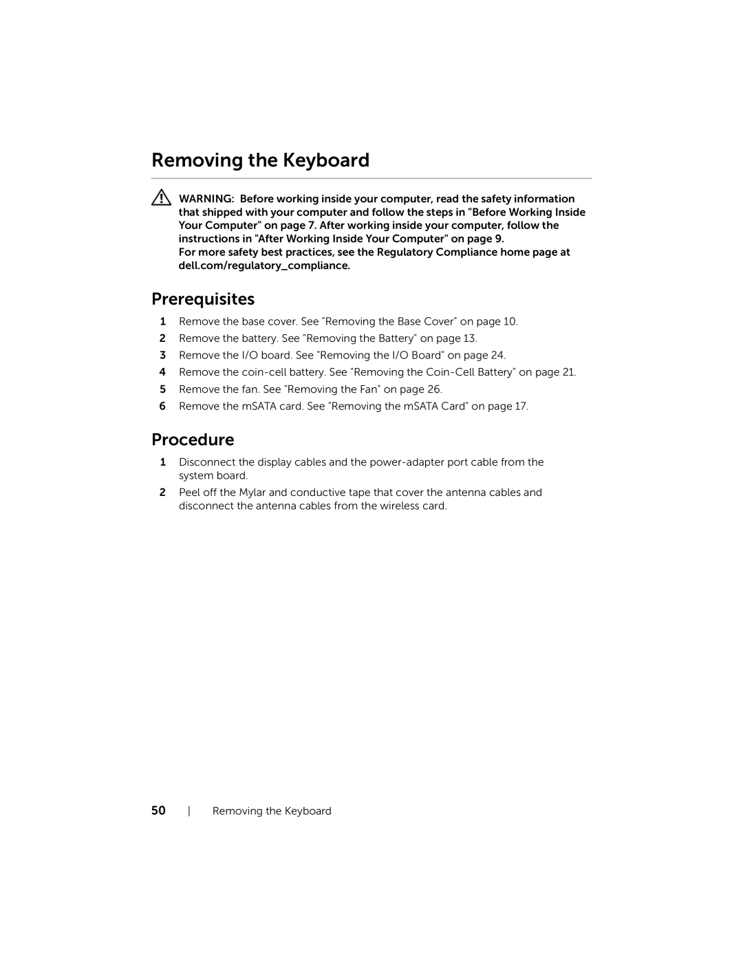 Dell XPSU125327CR manual Removing the Keyboard 