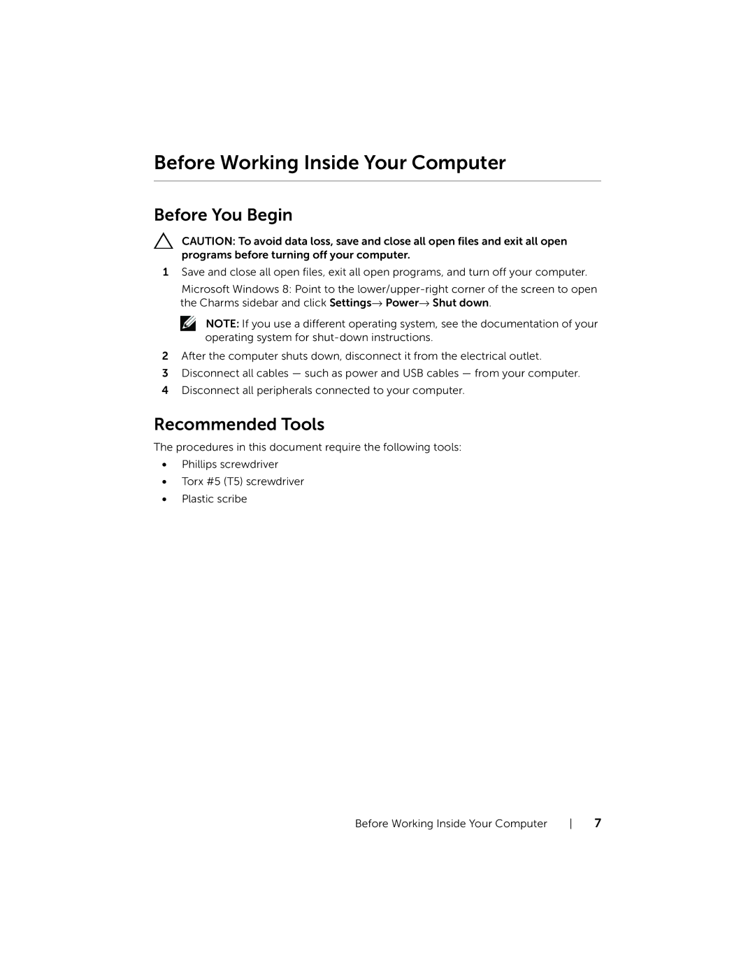 Dell XPSU125327CR manual Before Working Inside Your Computer, Before You Begin 