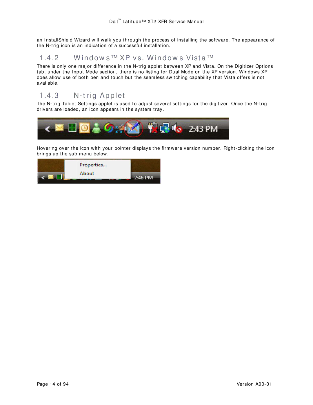 Dell XT2 XFR service manual Windows XP vs. Windows Vista, Trig Applet 