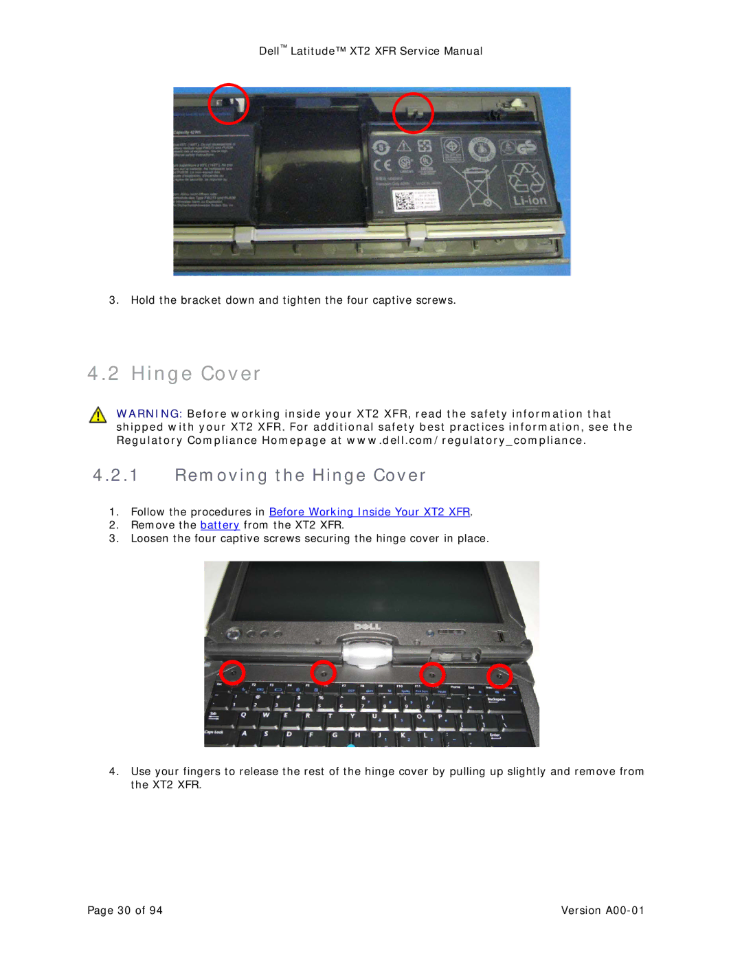 Dell XT2 XFR service manual Removing the Hinge Cover 