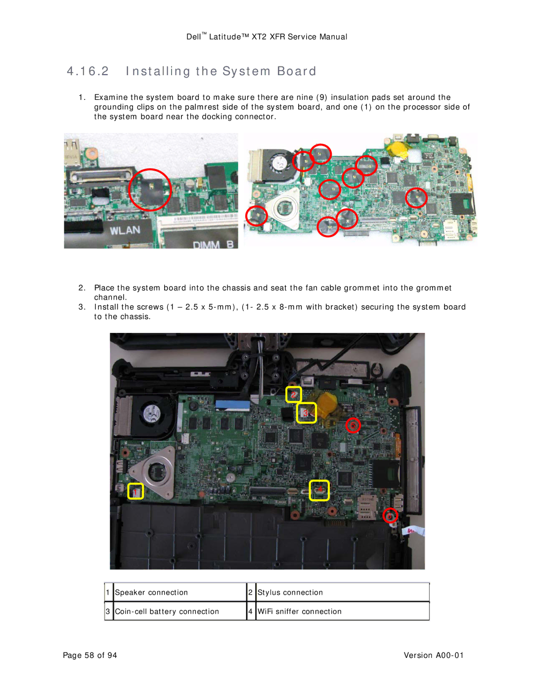 Dell XT2 XFR service manual Installing the System Board 