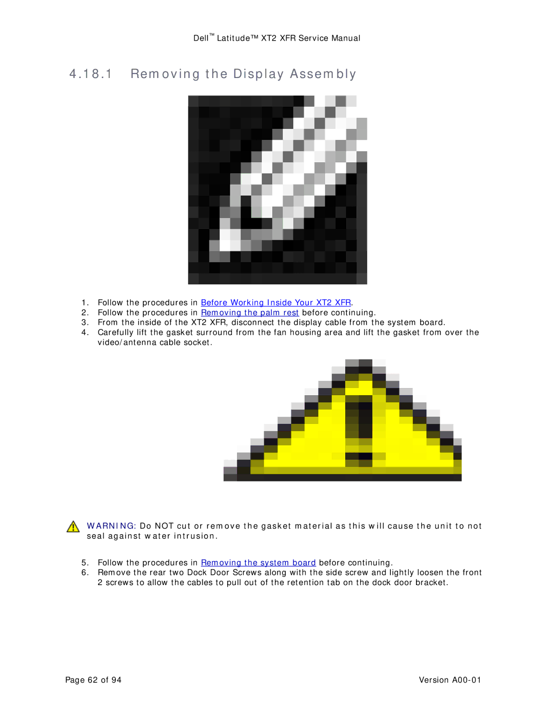 Dell XT2 XFR service manual Removing the Display Assembly 