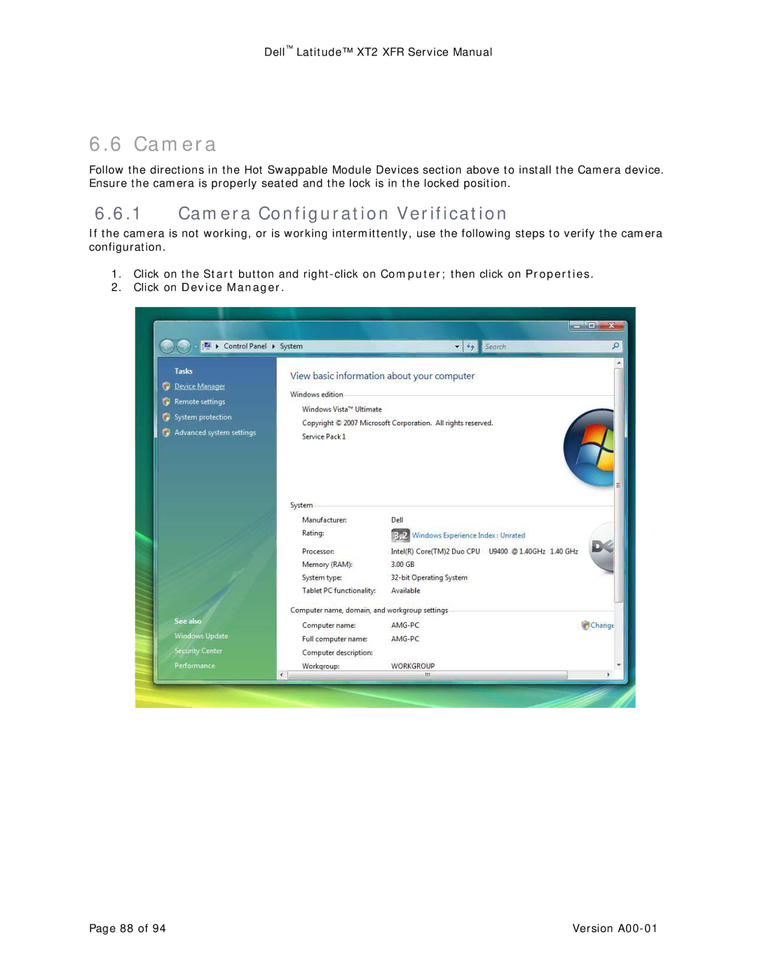 Dell XT2 XFR service manual Camera Configuration Verification 