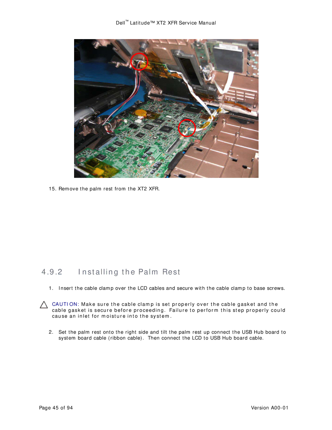 Dell XT2 XFR service manual Installing the Palm Rest 