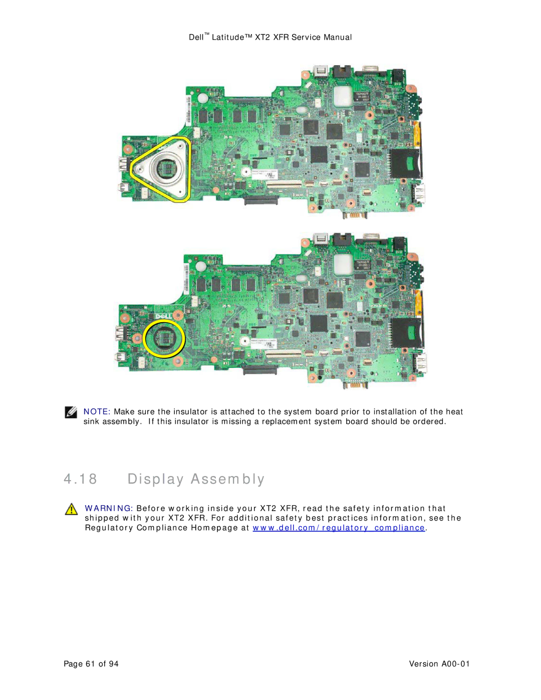 Dell XT2 XFR service manual Display Assembly 