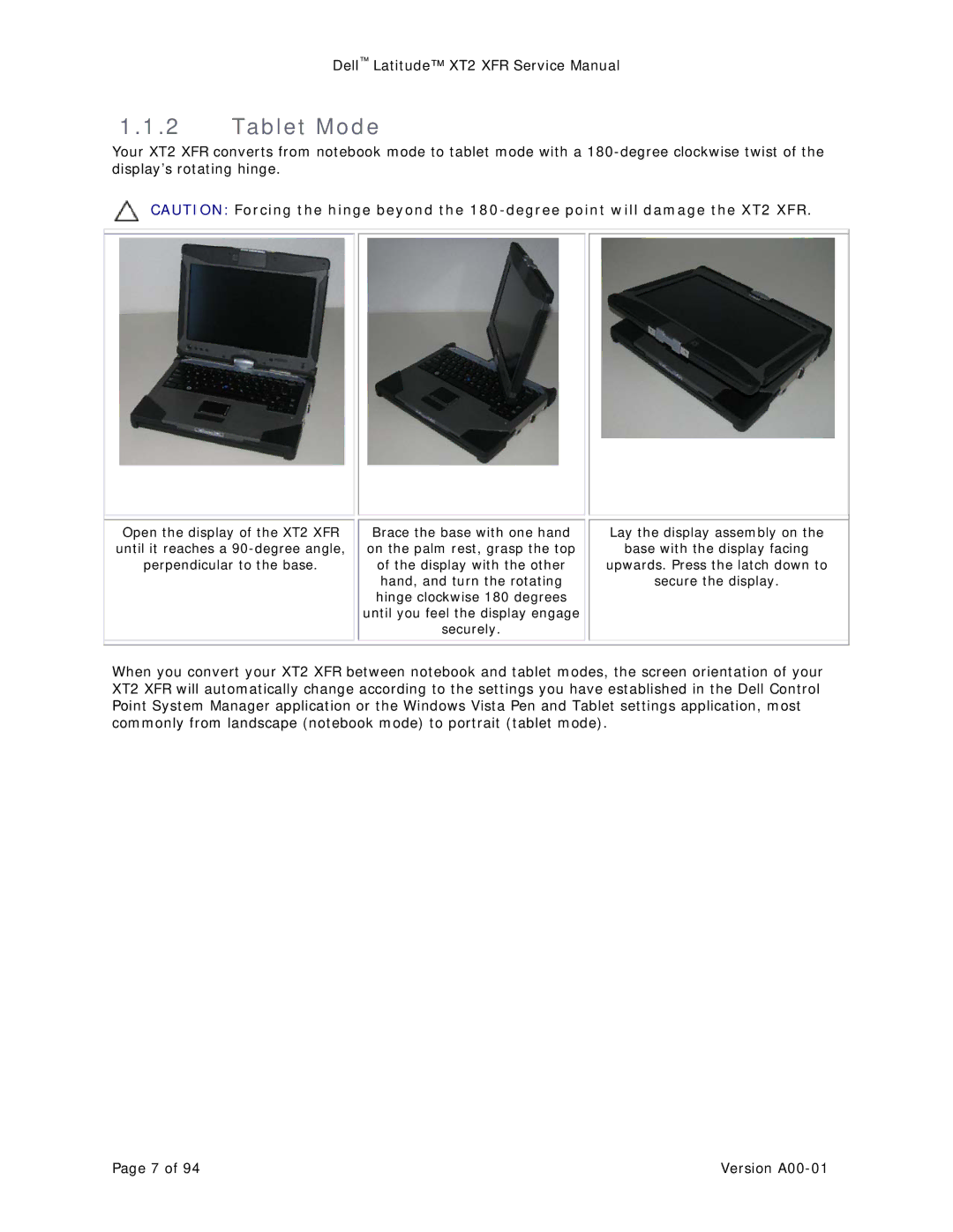 Dell XT2 XFR service manual Tablet Mode 