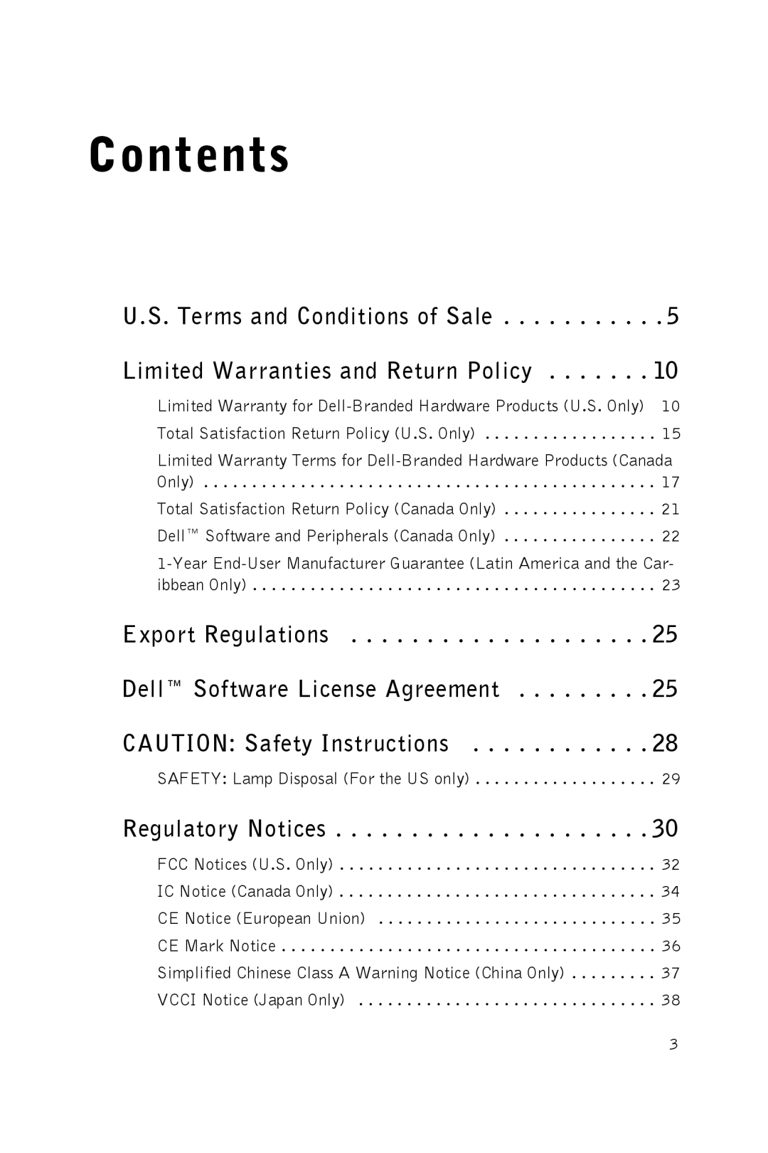 Dell XXX manual Contents 