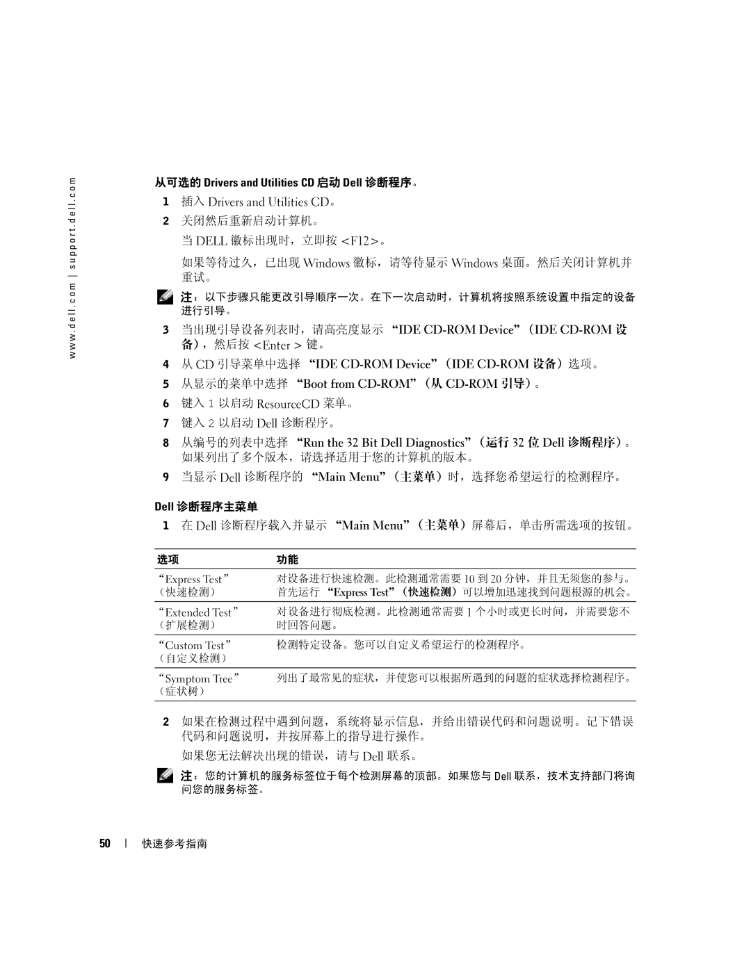 Dell Y6452 manual 从可选的 Drivers and Utilities CD 启动 Dell 诊断程序。, ），然后按 Enter 键。 