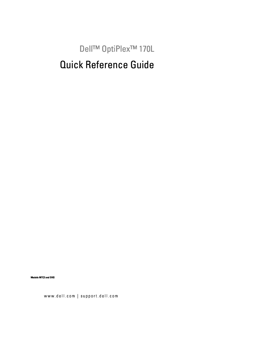 Dell Y6452 manual Dell OptiPlex 170L, w w w . d e l l . c o m s u p p o r t . d e l l . c o m, Quick Reference Guide 