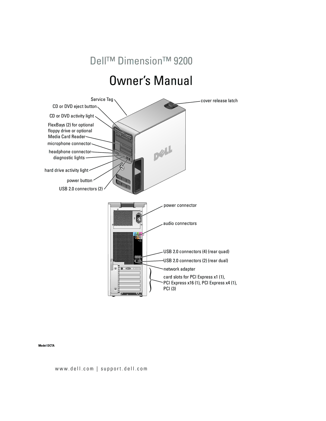 Dell YH242 owner manual W . d e l l . c o m s u p p o r t . d e l l . c o m, Service Tag, Diagnostic lights 