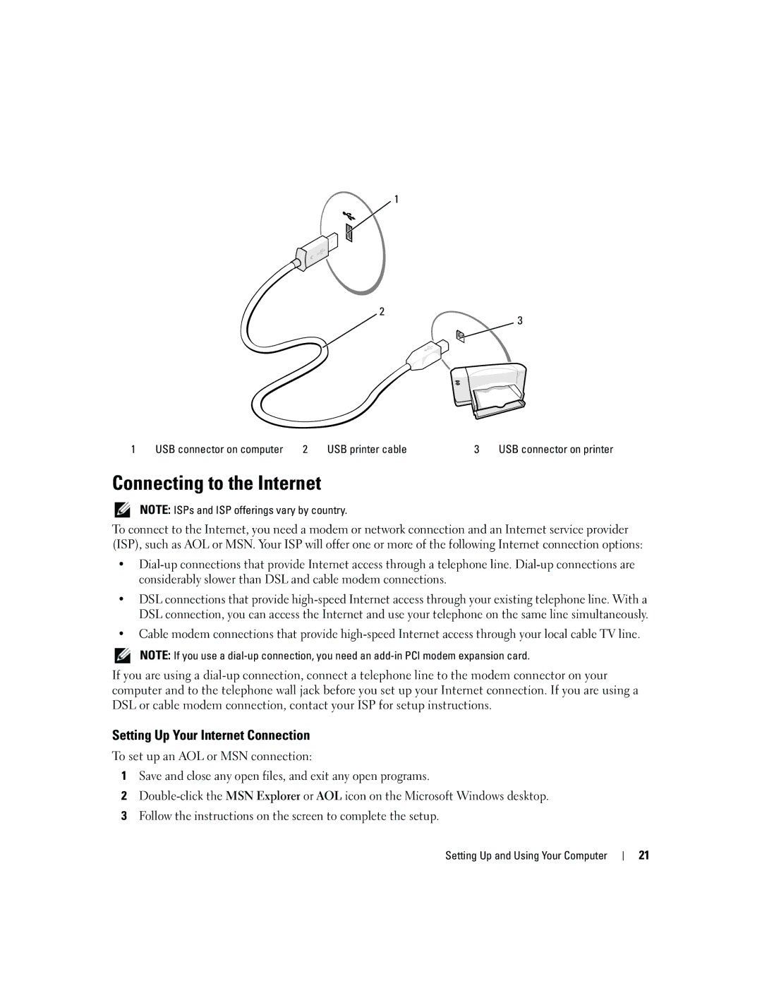 Dell YH242 owner manual Connecting to the Internet, Setting Up Your Internet Connection 