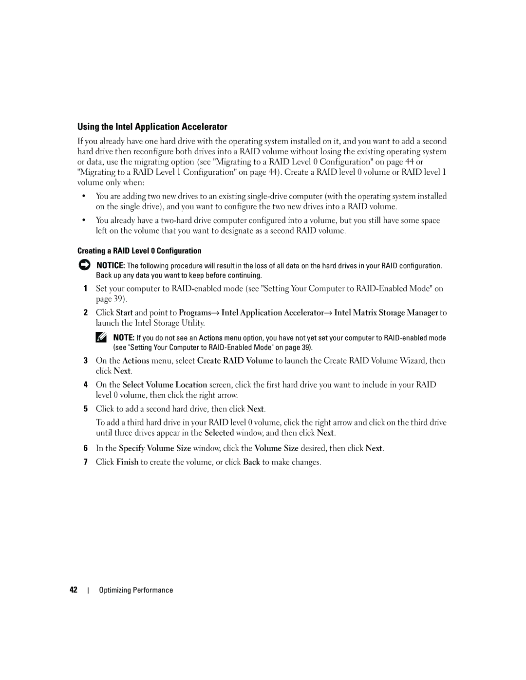 Dell YH242 owner manual Using the Intel Application Accelerator 