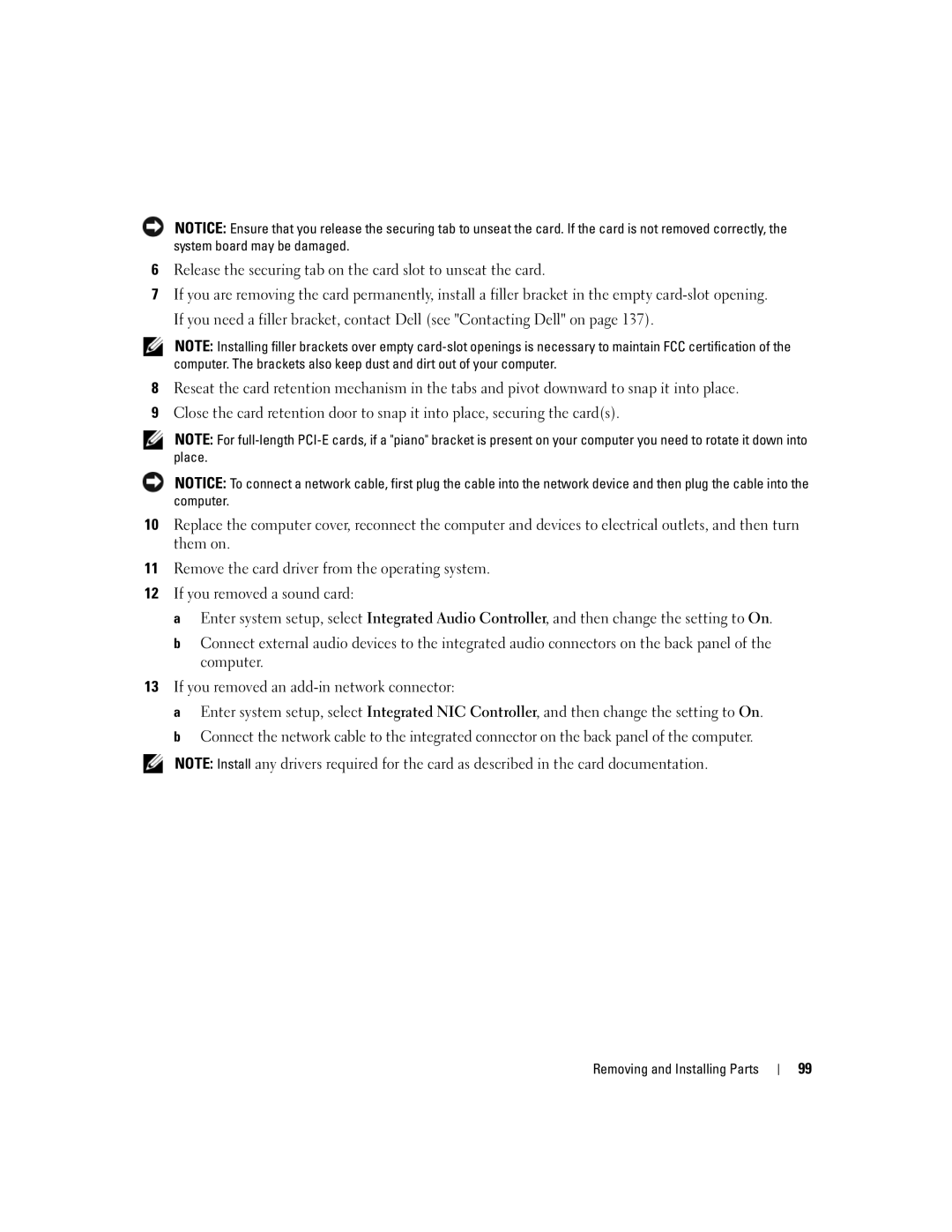 Dell YH242 owner manual Removing and Installing Parts 