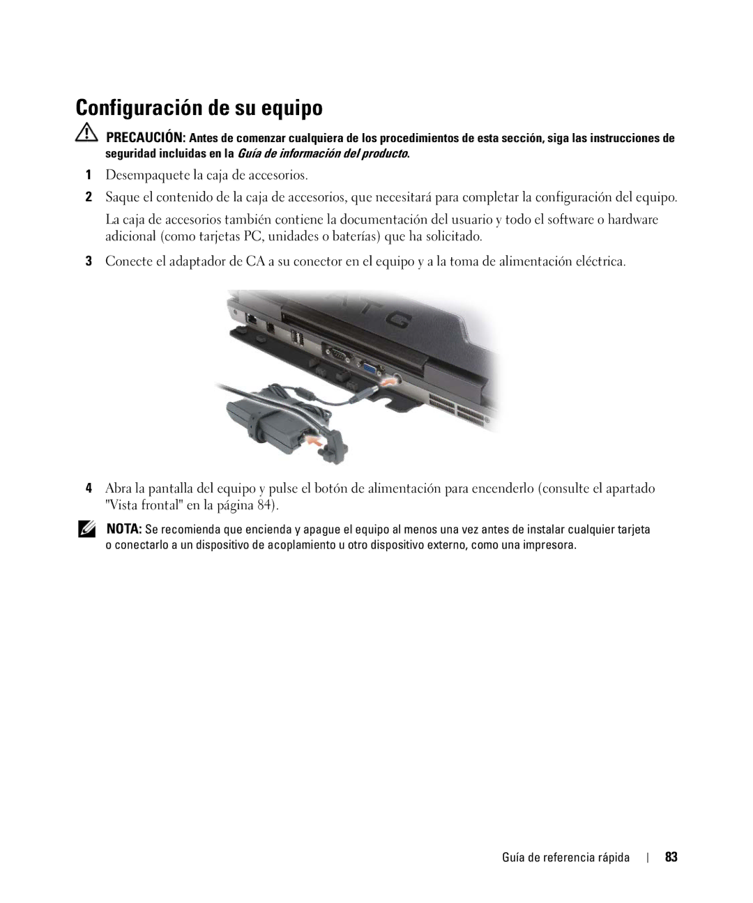 Dell ATG D630, YR870 manual Configuración de su equipo 