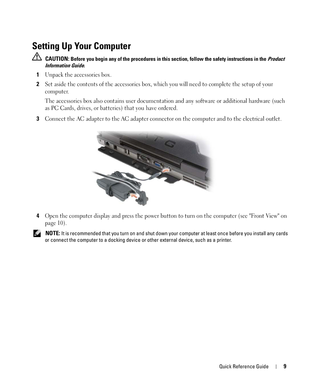 Dell ATG D630, YR870 manual Setting Up Your Computer 