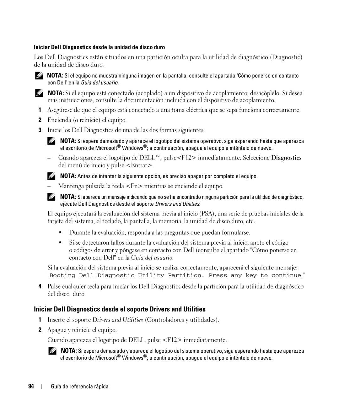 Dell YR870, ATG D630 manual Iniciar Dell Diagnostics desde la unidad de disco duro 