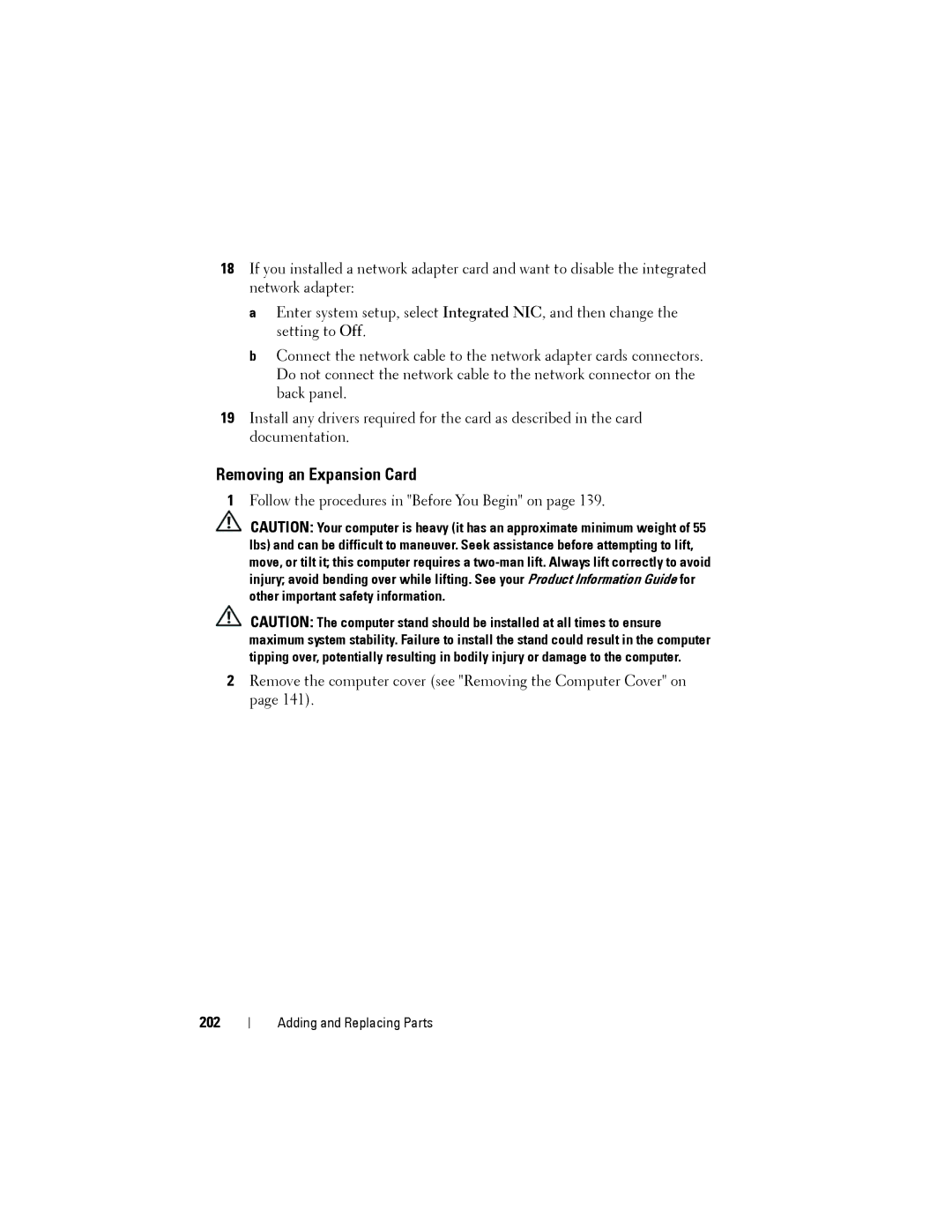 Dell YT583 manual Removing an Expansion Card, 202 