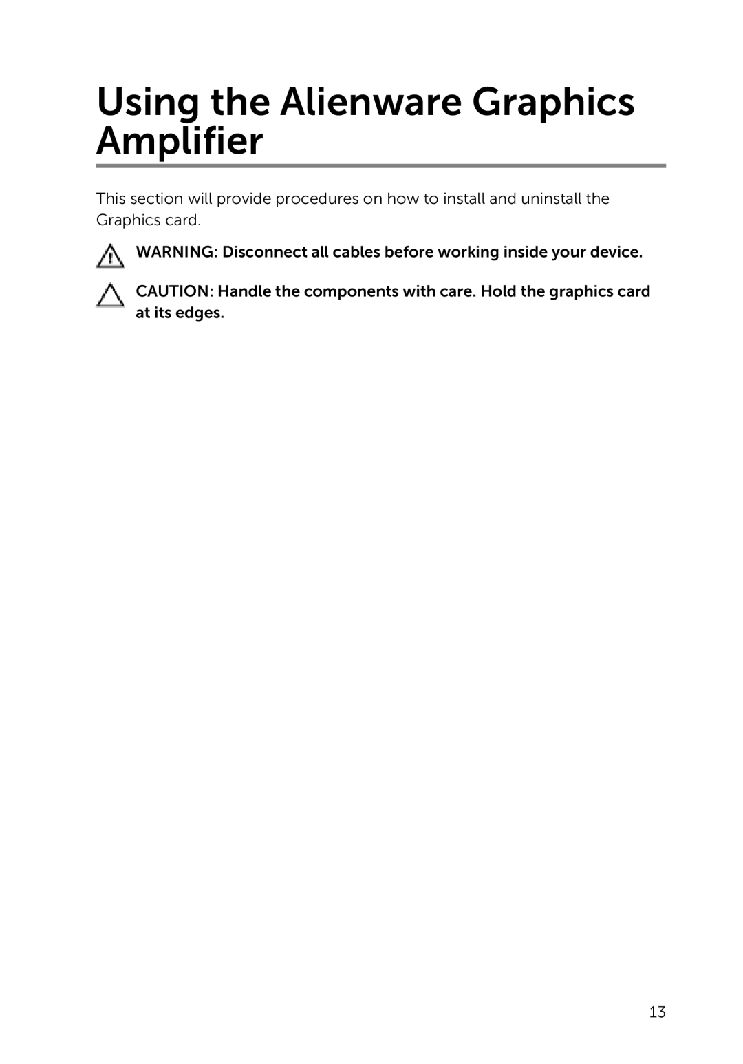 Dell Z01G manual Using the Alienware Graphics Amplifier 