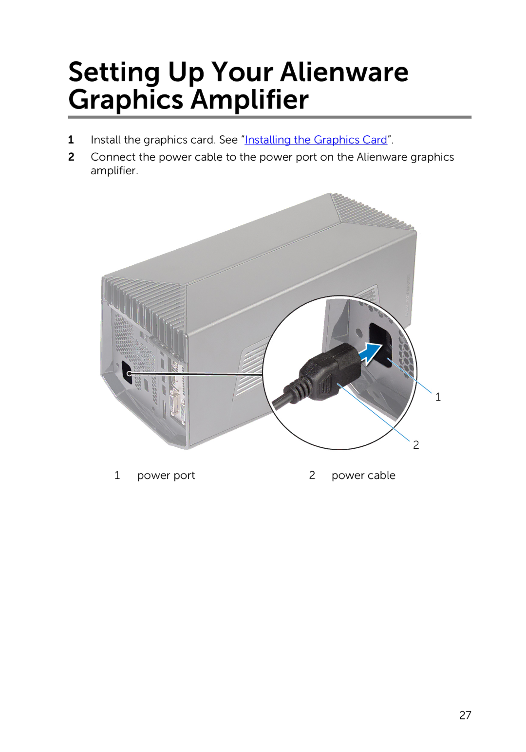 Dell Z01G manual Setting Up Your Alienware Graphics Amplifier 