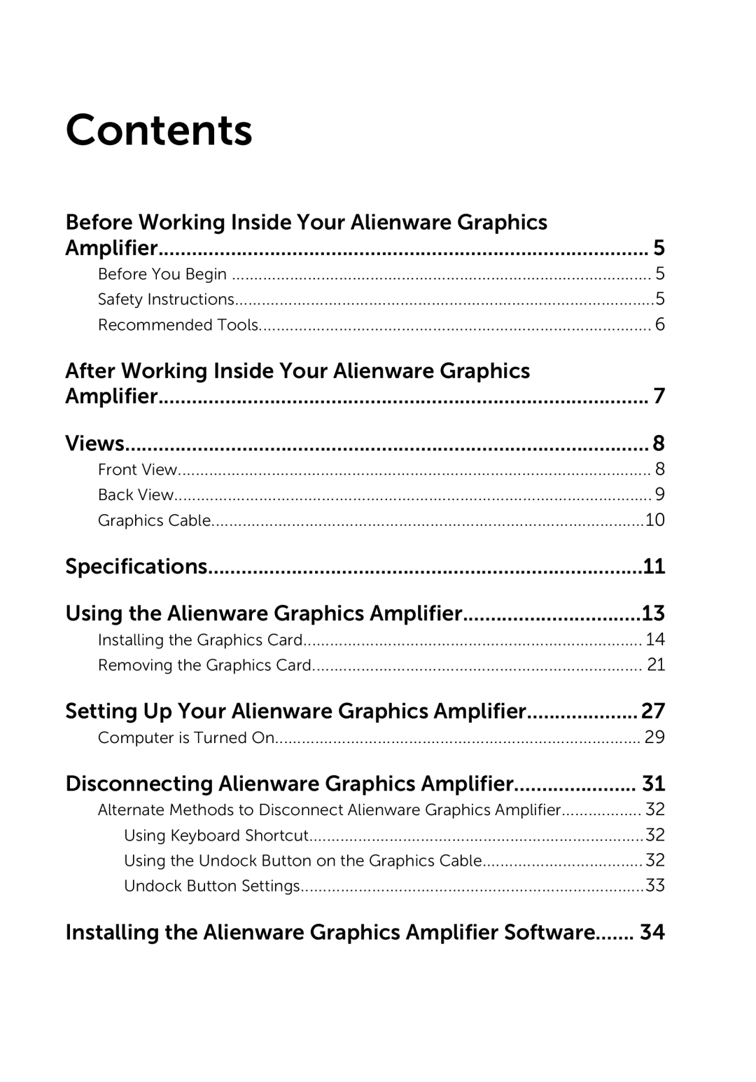 Dell Z01G manual Contents 