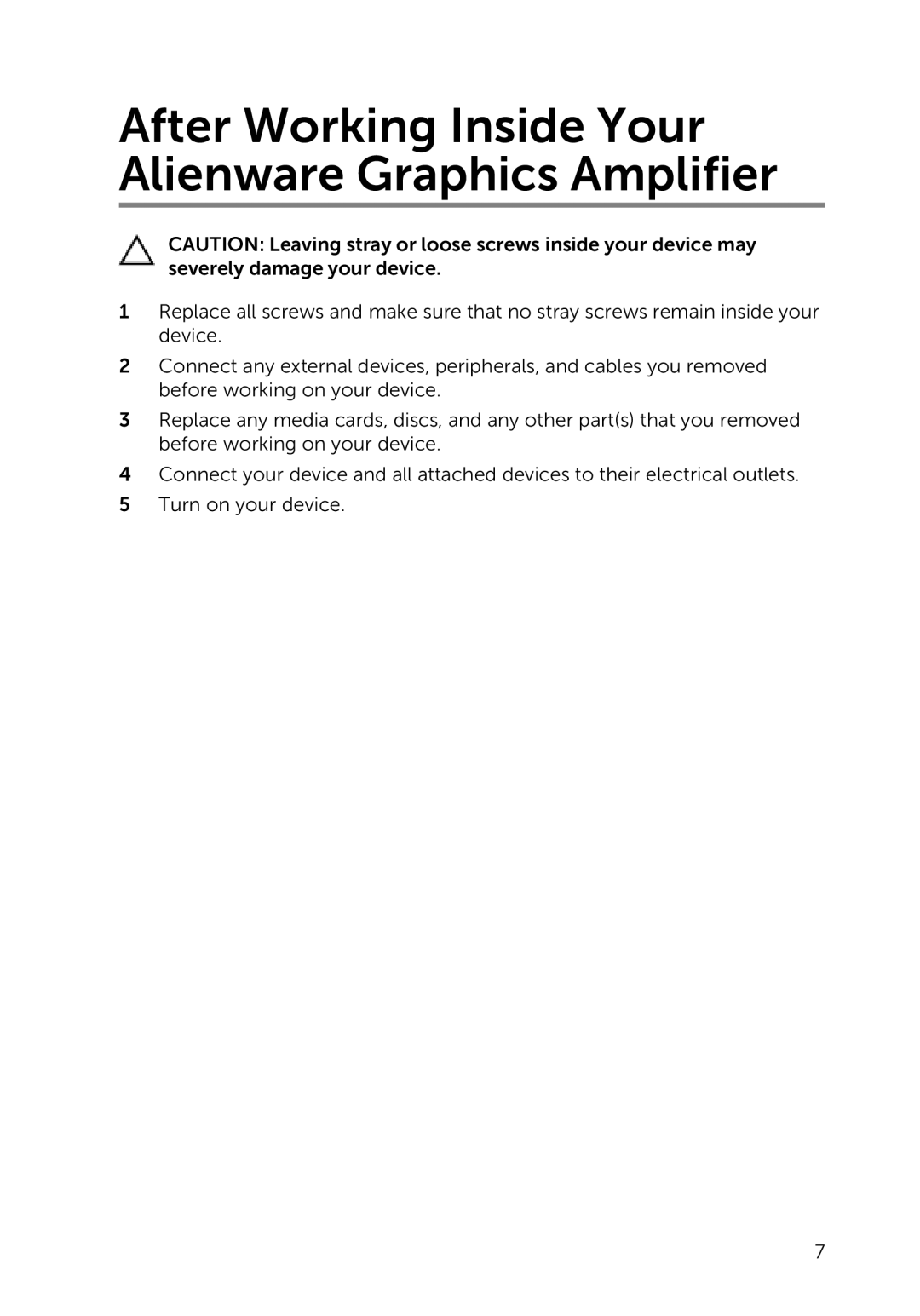 Dell Z01G manual After Working Inside Your Alienware Graphics Amplifier 