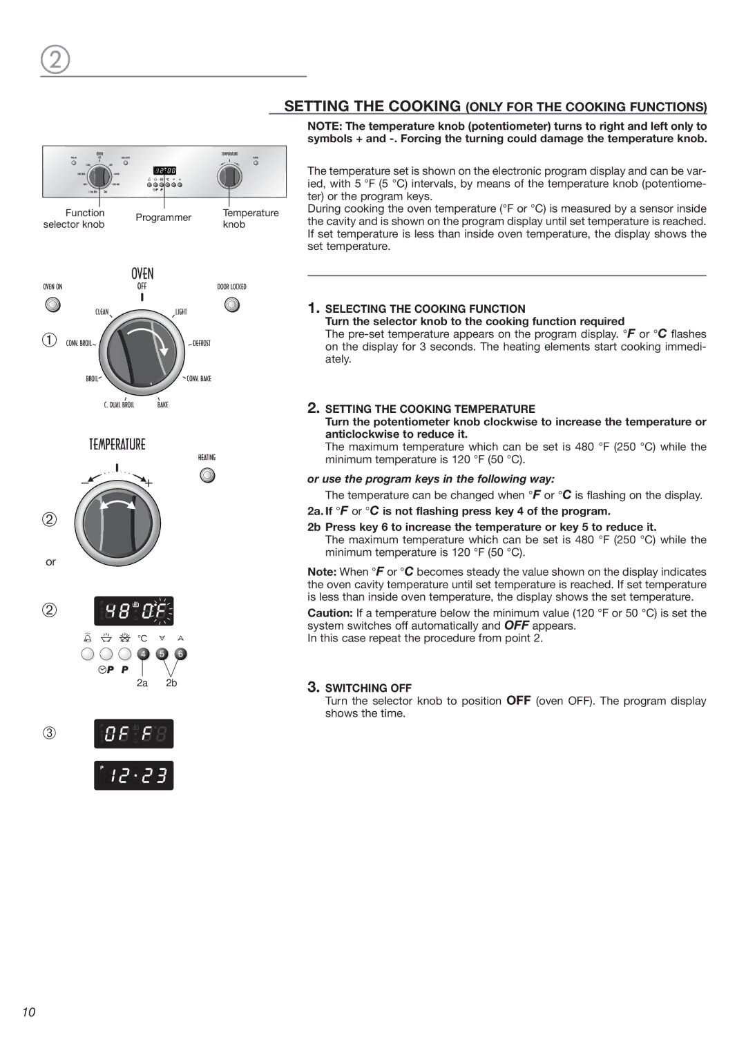 DeLonghi 24 SS Setting the Cooking only for the Cooking Functions, Turn the selector knob to the cooking function required 