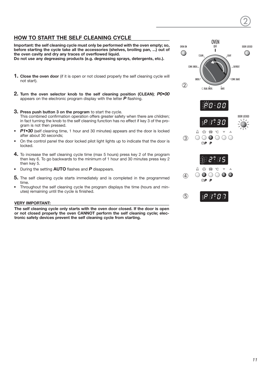 DeLonghi 24 E, 24 SS warranty ➁ ➂ ➃ ➄, How To Start The Self Cleaning Cycle 