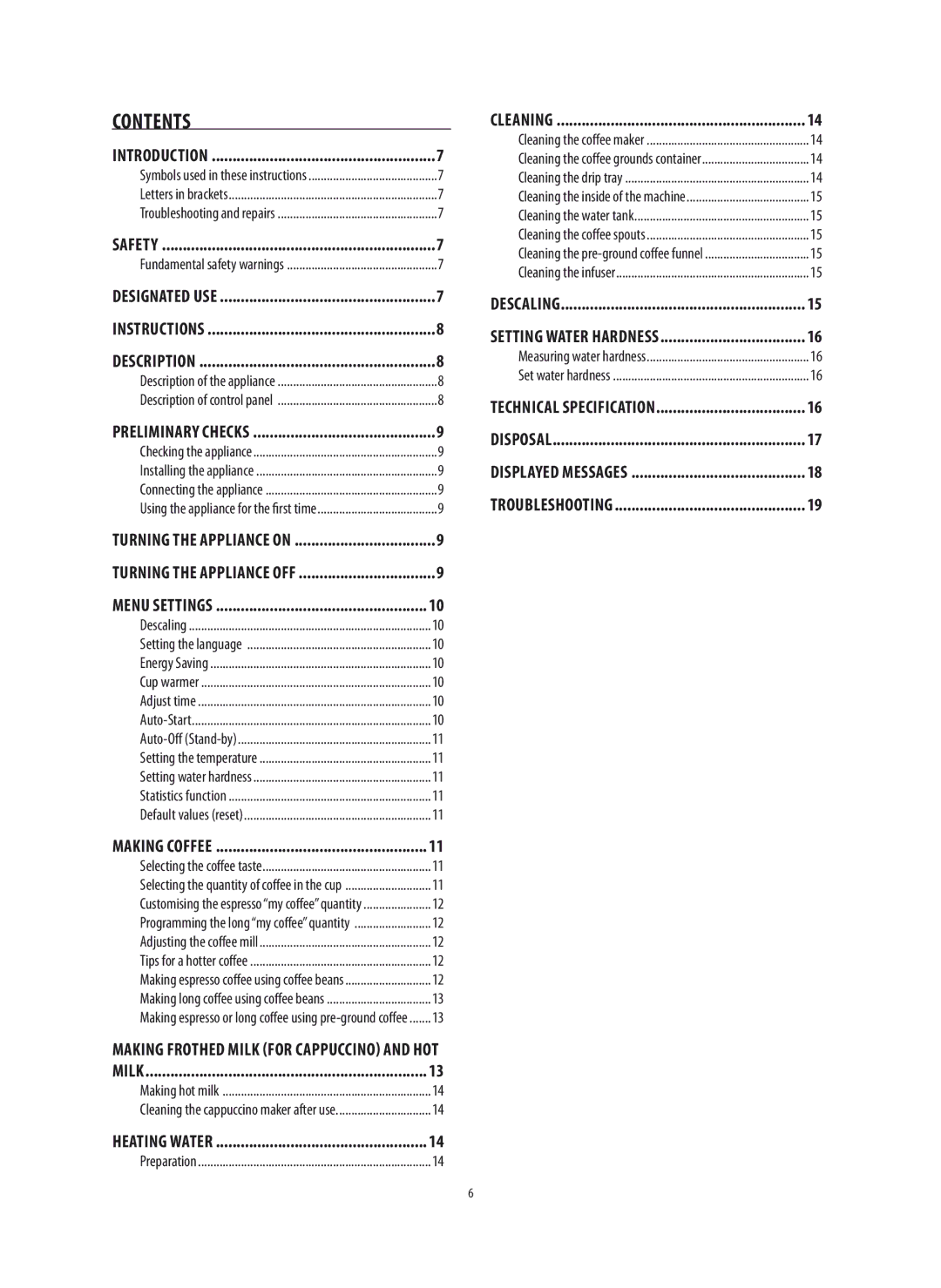 DeLonghi 5713214281 manual Contents 