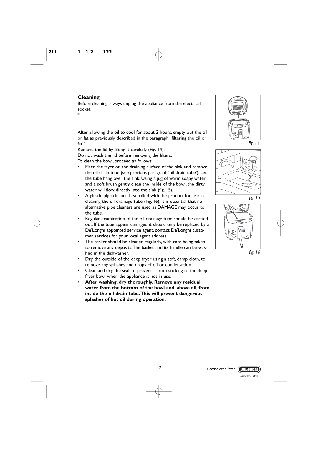 DeLonghi 5725110000 F350 manual Cleaning 