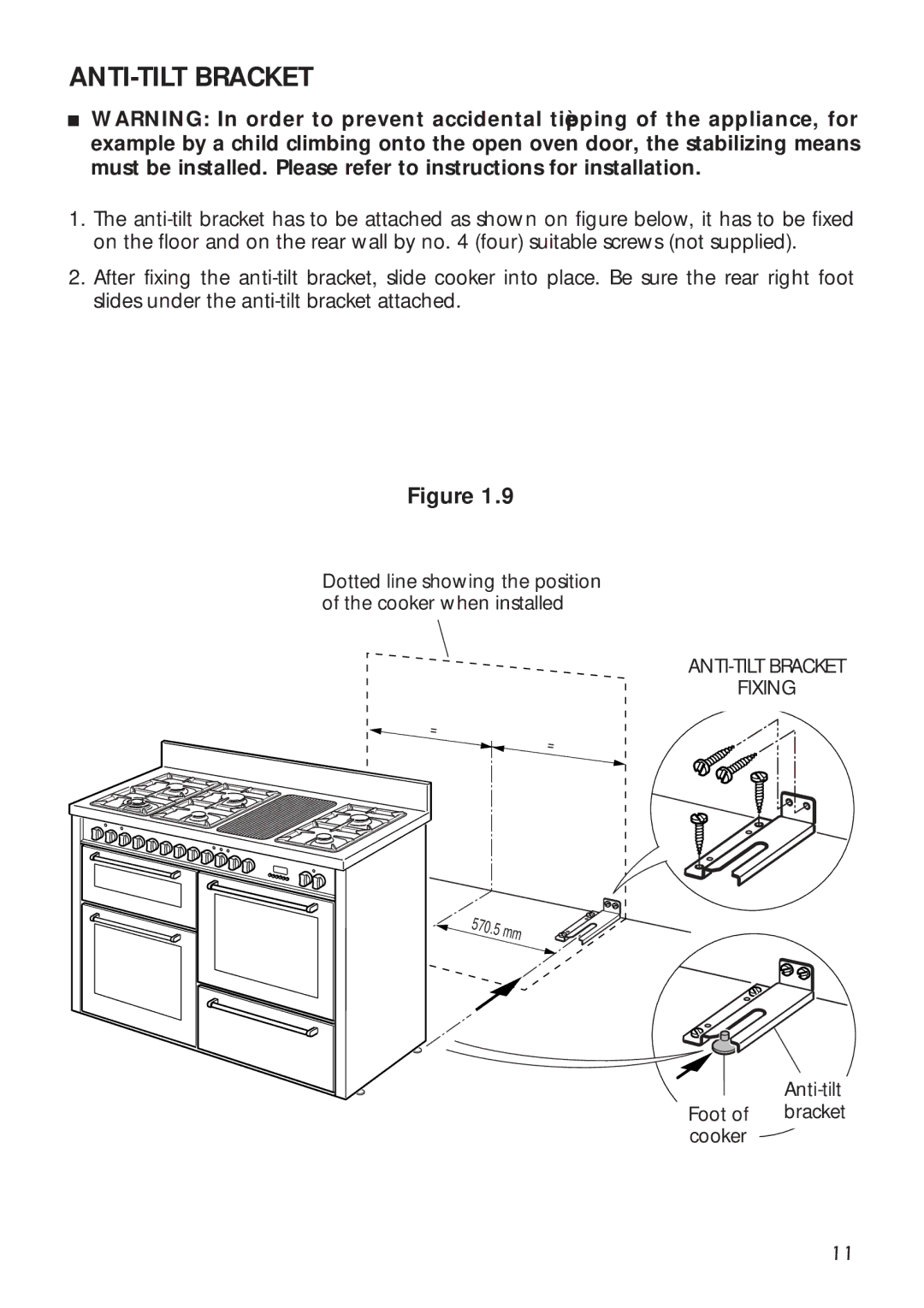 DeLonghi A 1346 G manual ANTI-TILT Bracket 