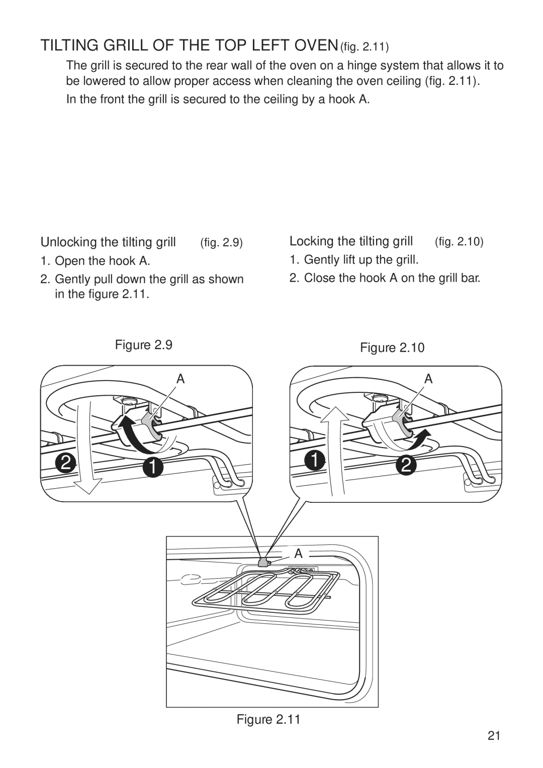 DeLonghi A 1346 G manual Tilting Grill of the TOP Left Oven fig 