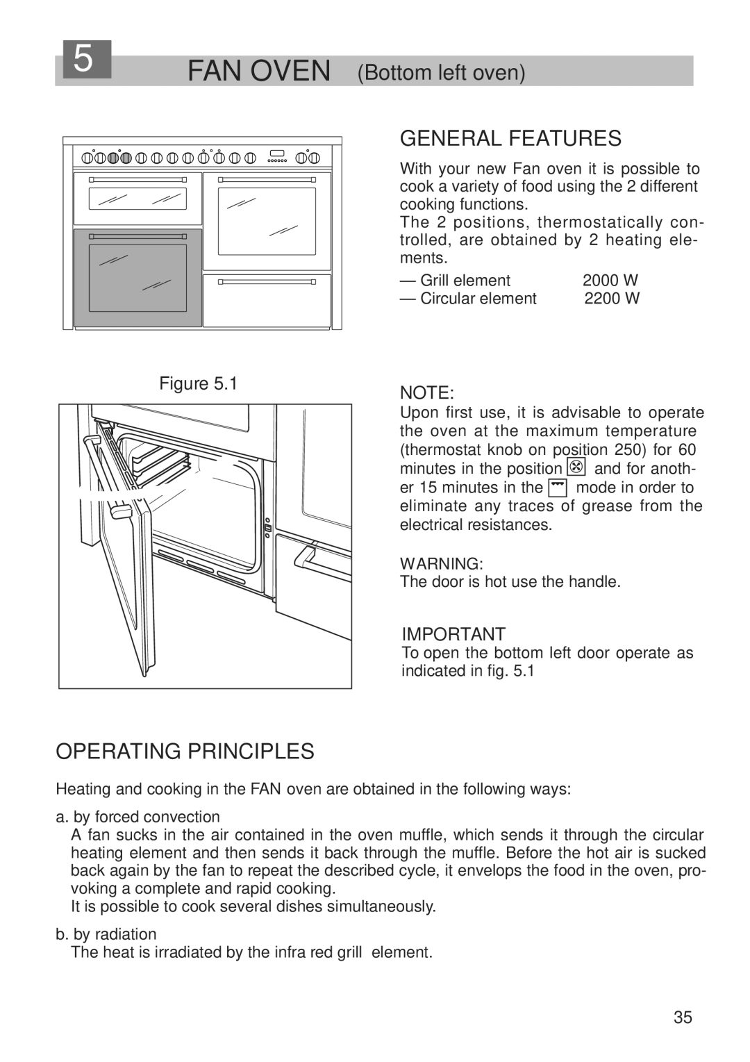 DeLonghi A 1346 G manual FAN Oven Bottom left oven 