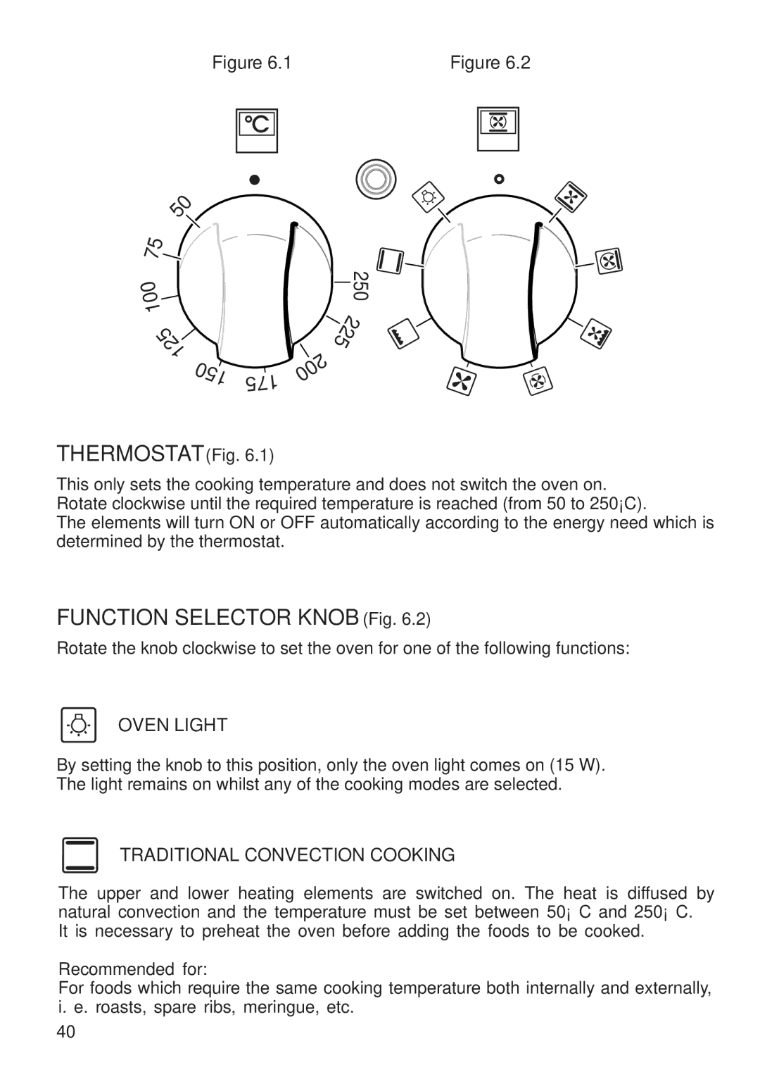 DeLonghi A 1346 G manual Thermostat Fig, Function Selector Knob Fig 