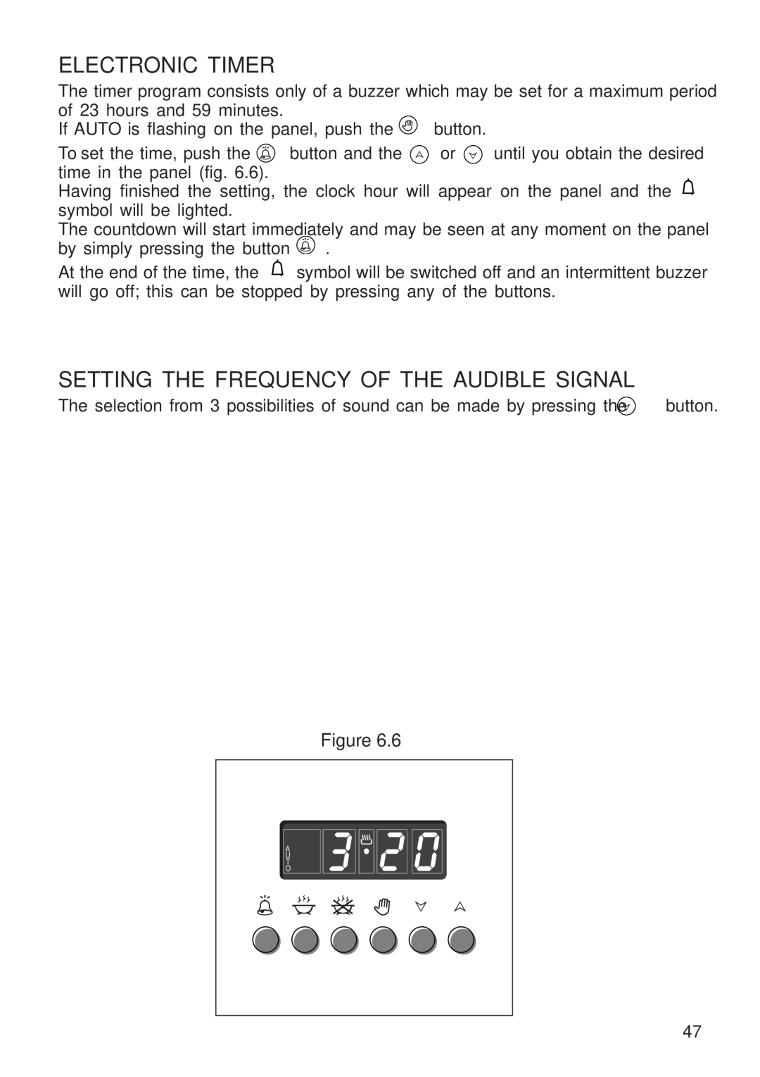 DeLonghi A 1346 G manual Electronic Timer, Setting the Frequency of the Audible Signal 