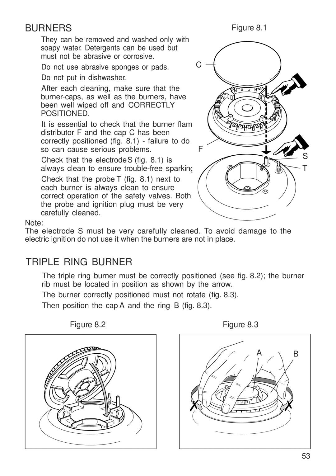 DeLonghi A 1346 G manual Burners, Triple Ring Burner 