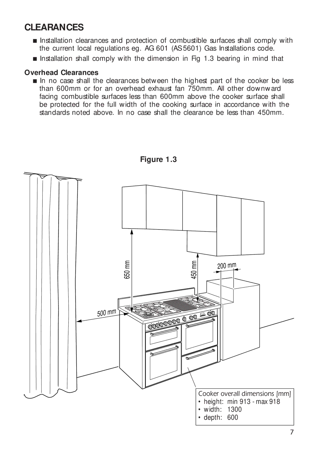 DeLonghi A 1346 G manual Clearances 