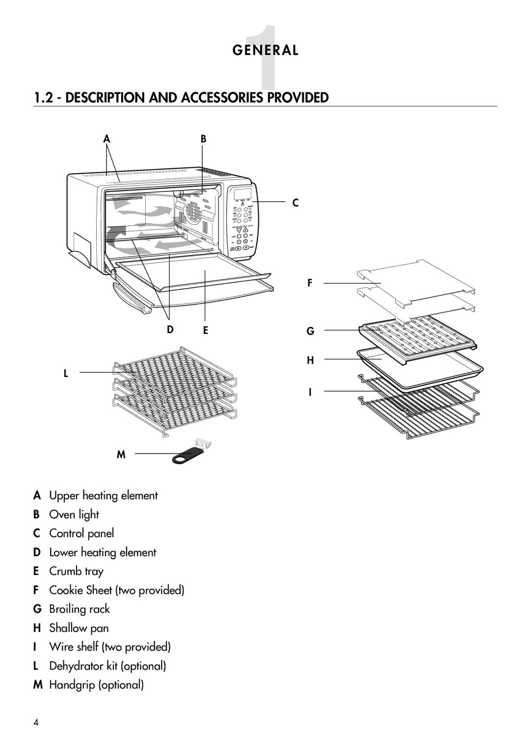 DeLonghi AD699 manual GENERAL1 Description and Accessories Provided 