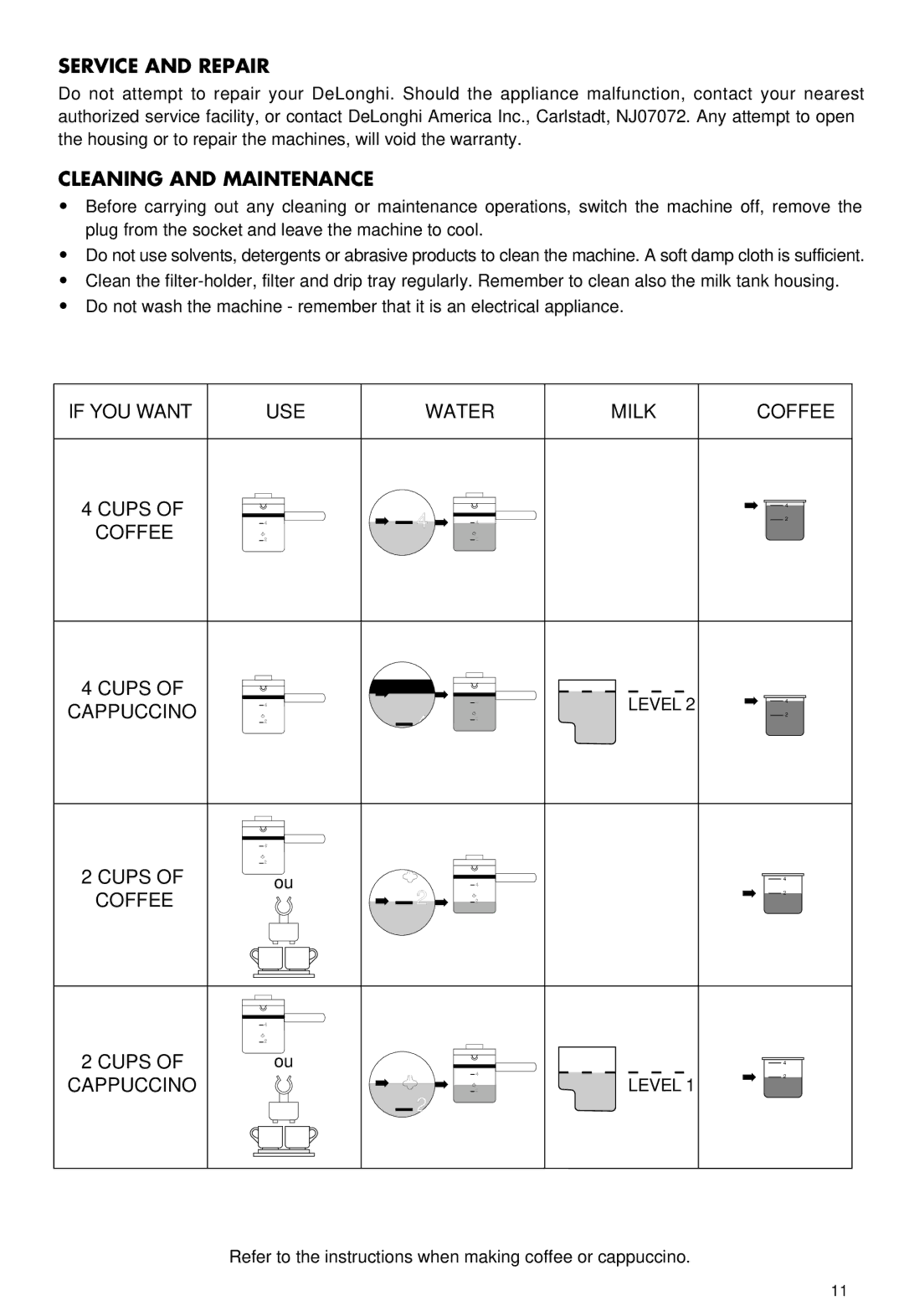 DeLonghi BC080 manual Service and Repair, Cleaning and Maintenance 