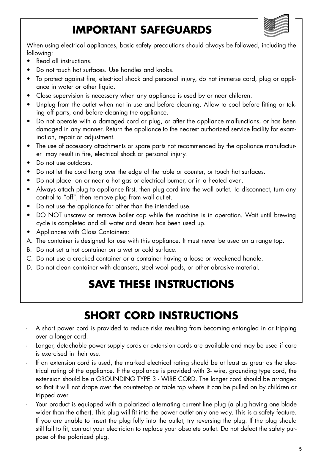 DeLonghi BCO110 manual Important Safeguards 