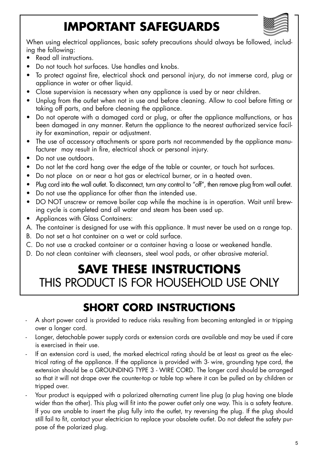 DeLonghi BCO70 manual Important Safeguards 