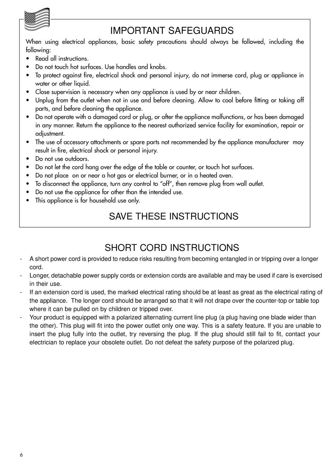 DeLonghi cc 100, CC100B manual Important Safeguards 