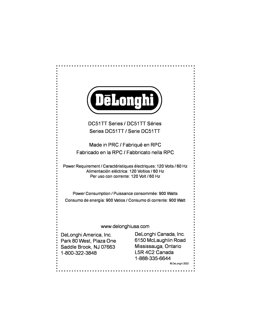 DeLonghi Coffee Makers instruction manual DC51TT Series / DC51TT Séries 