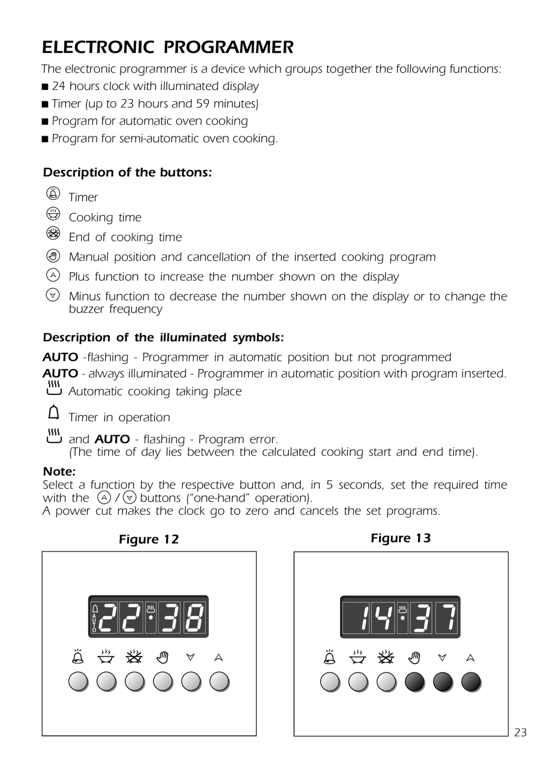 DeLonghi D 61 E manual Electronic Programmer 